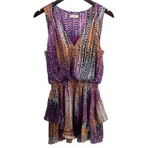 Ramy Brook Purple, Gold and Black Printed Mini Dress
